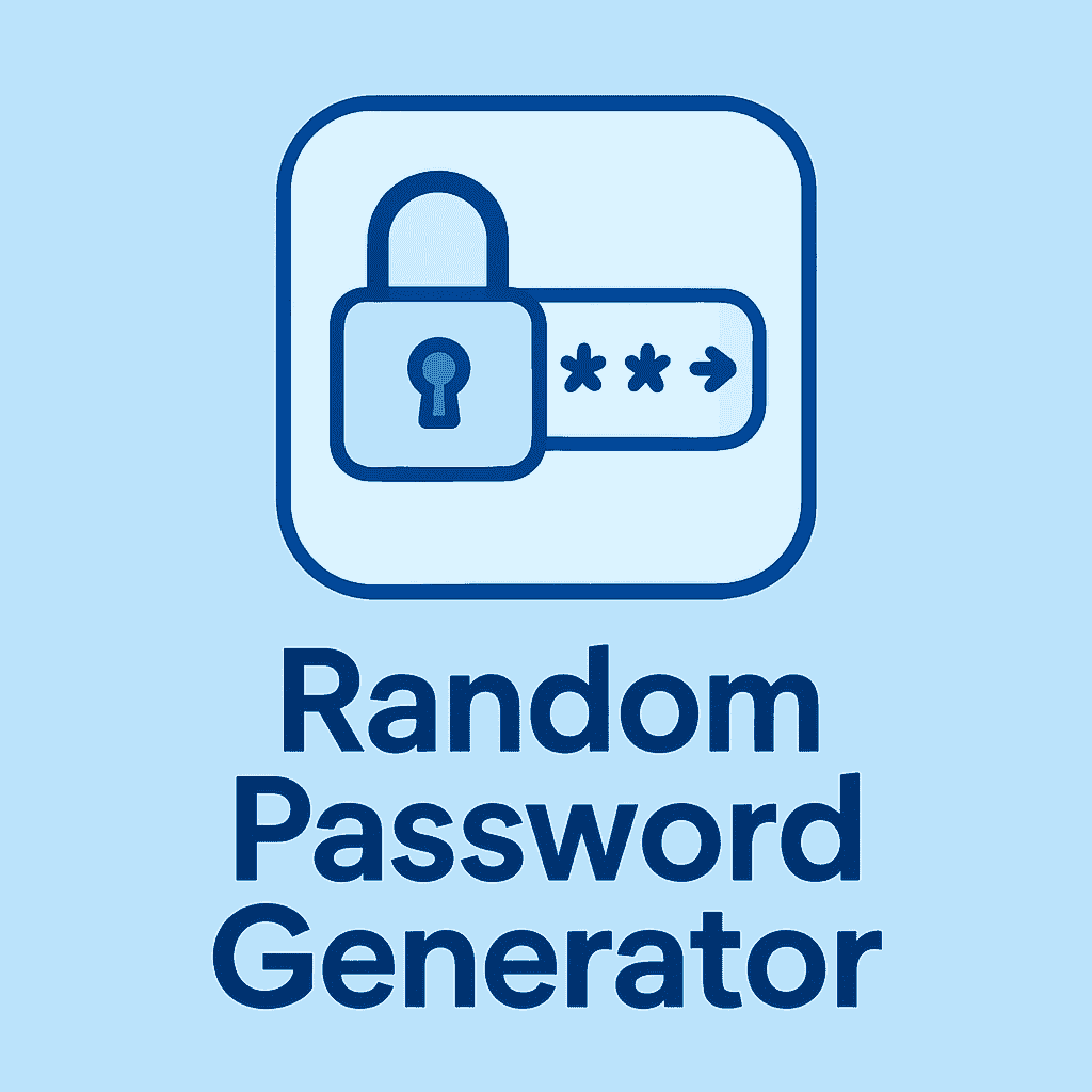 Illustration of a secure random password generator interface in blue tones, representing online safety and password protection