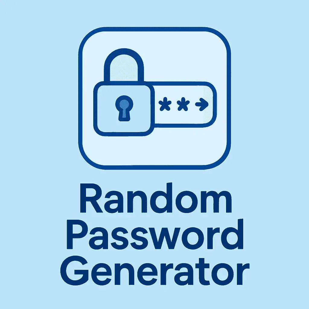 Illustration of a secure random password generator interface in blue tones, representing online safety and password protection