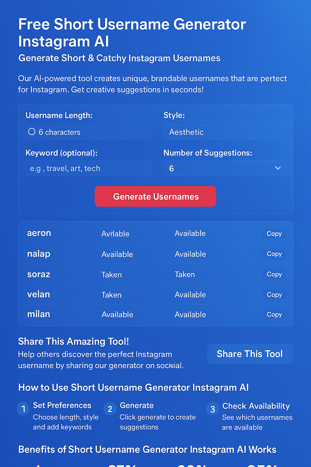 Free Short Username Generator Instagram AI